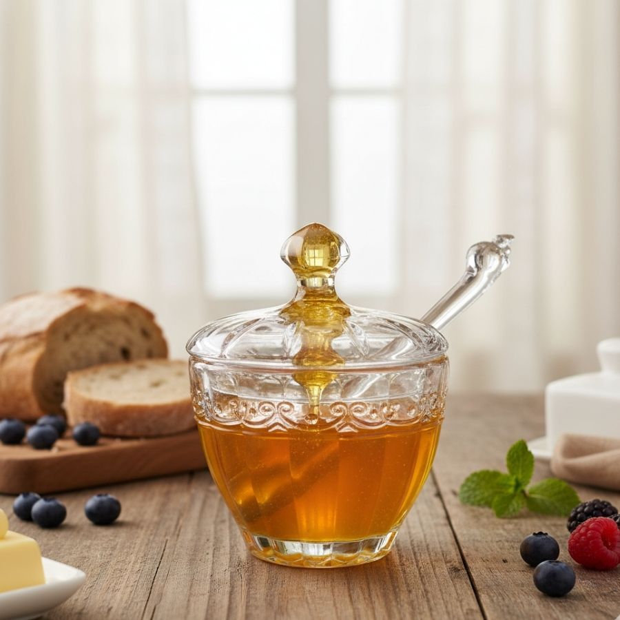 Pote de Vidro para Mel com Tampa - "Meleira" Paris - 8,5x8,5x10,8cm - 1 unidade - Rizzo em Oferta na Shopee