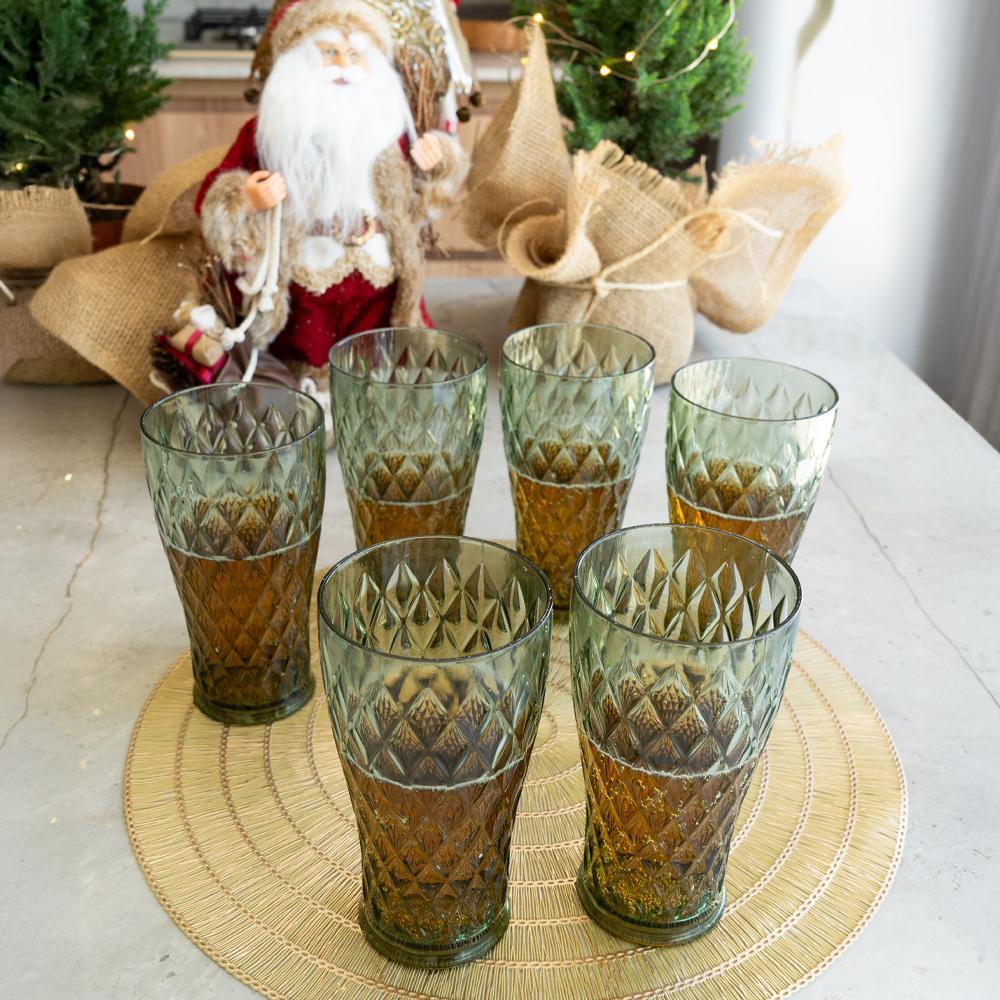 Kit Natal 6 Copos Glamour Verde  Plasútil em Oferta na Shopee