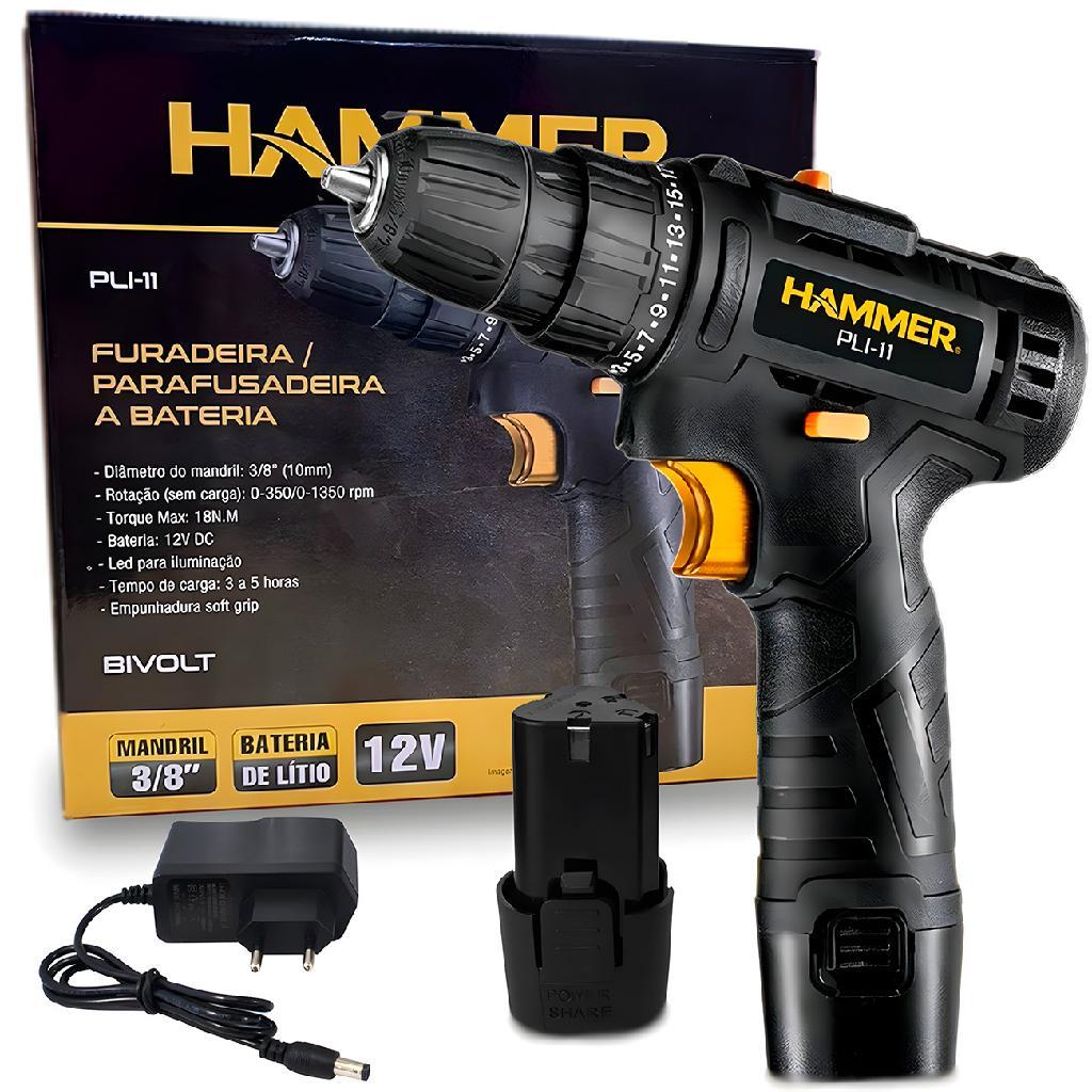 Parafusadeira E Furadeira 12V Com 1 Bateria Hammer PLI-11