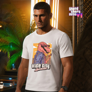 Camiseta Básica GTA 6 Seis Jogo do Ano Lançamento Vice City Leonida - Algodão Respirável