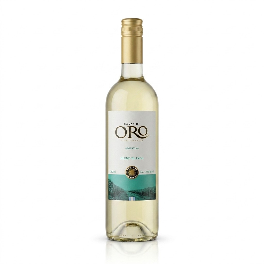 Vinho Branco Argentino Cavas De Oro Blend 750ml Seco Mendoza Frutos Mar Saladas Refrescante Untuoso