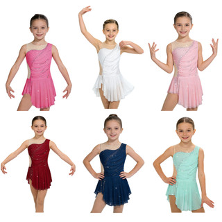 inhzoy Crianças Meninas Dança Ginástica Traje De Patinação Artística Sem Mangas Patchwork Espumante Strass Ruched Malha 