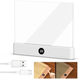 Luminária de Leitura, Luz de Leitura LED Transparente Recarregável com 3 Cores e Temporizador, Lâmpada de Painel Reguláv
