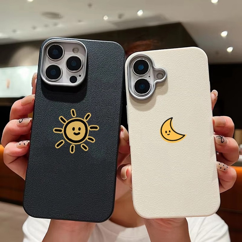 Lua E Sol Casal Padrão Caso De Couro Do Plutônio Para Samsung A56 A36 A37 A57 A73 A24 A34 A54 A25 A35 A55 A03 Luz Fina S