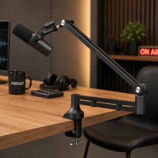 Braço Low Profile P/ Microfone SM7B MV7 AT2020 BM800 – Ideal P/ Podcast Estúdio