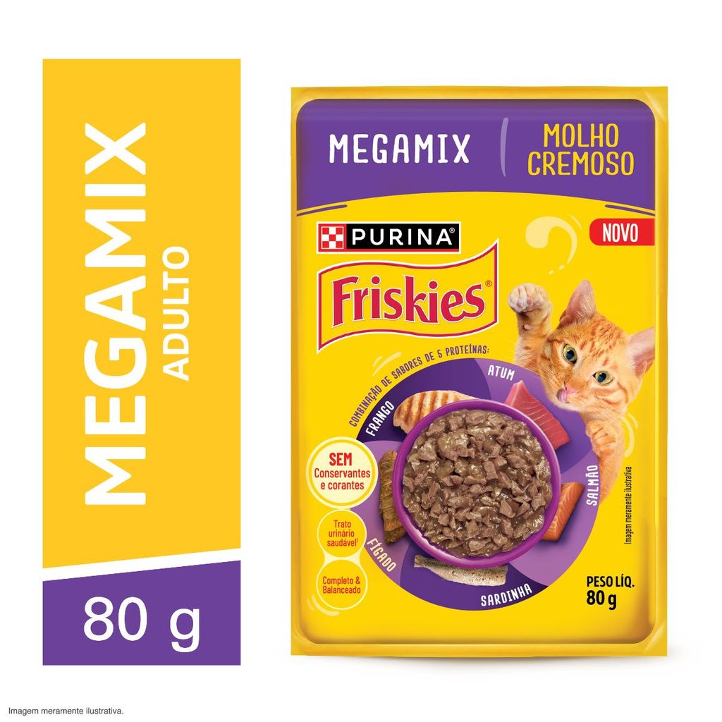 PURINA FRISKIES® MOLHO CREMOSO para Gatos Adultos Megamix 80g