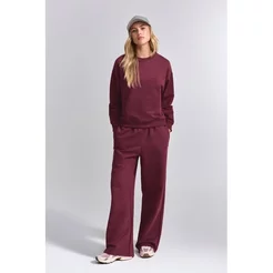 Conjunto Moletom Casual Feminino com Casaco Oversized e Calça Pantalona