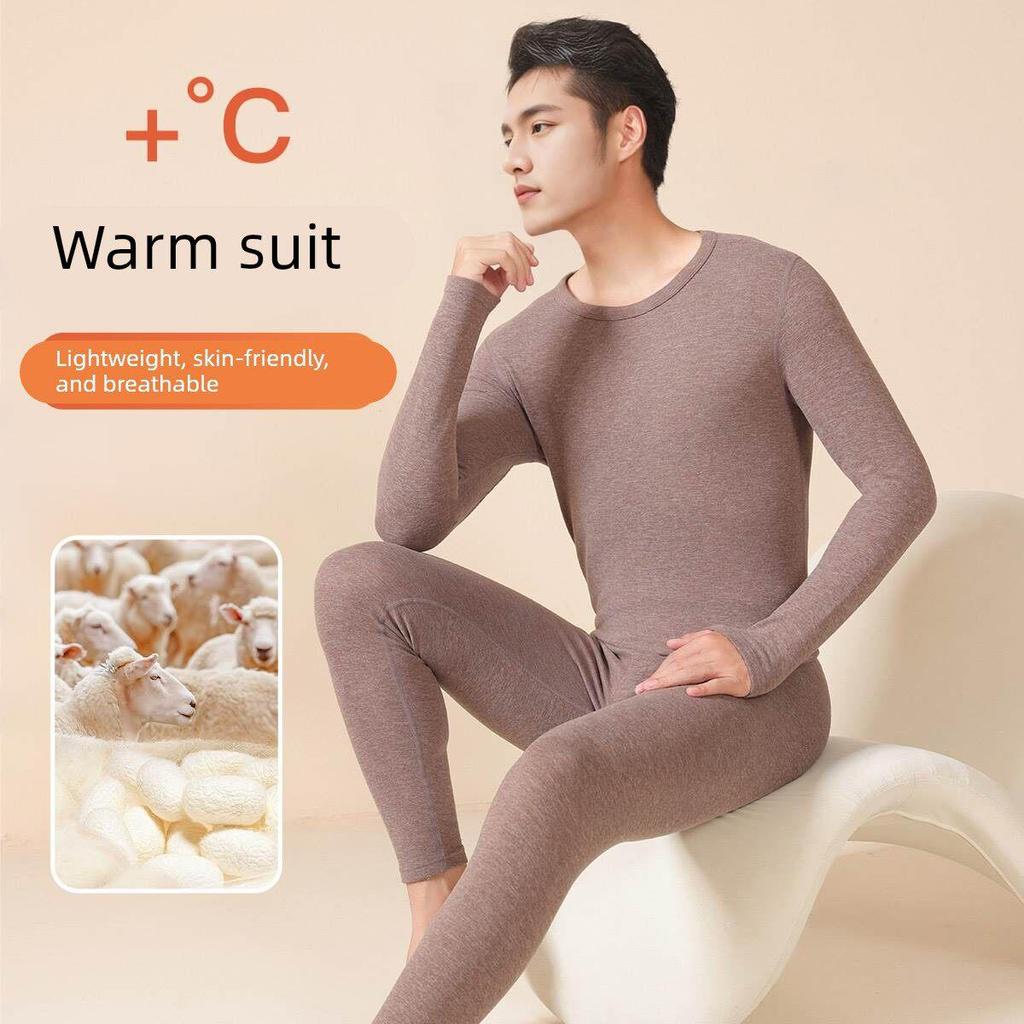 Roupas de aquecimento terno masculino forro de lã engrossado roupas de outono calças sanitárias masculino jovem roupa in
