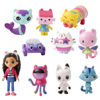 10 peças/conjunto 3-7cm desenho animado Gabby's Dollhouse anime Gabby girl cake cat mermaid pillow panda cat patas mouse