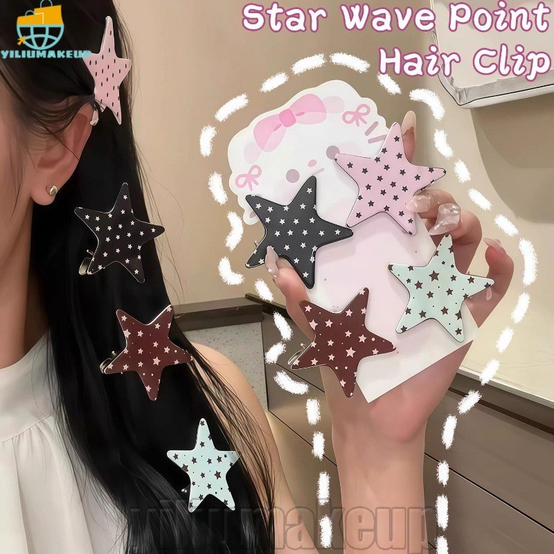[Quick] 4 Peças De Grampo De Cabelo Coreano Doce Bolinhas Estrela – Chapéu Feminino Menina Grampos Vintage Y2K Presilhas