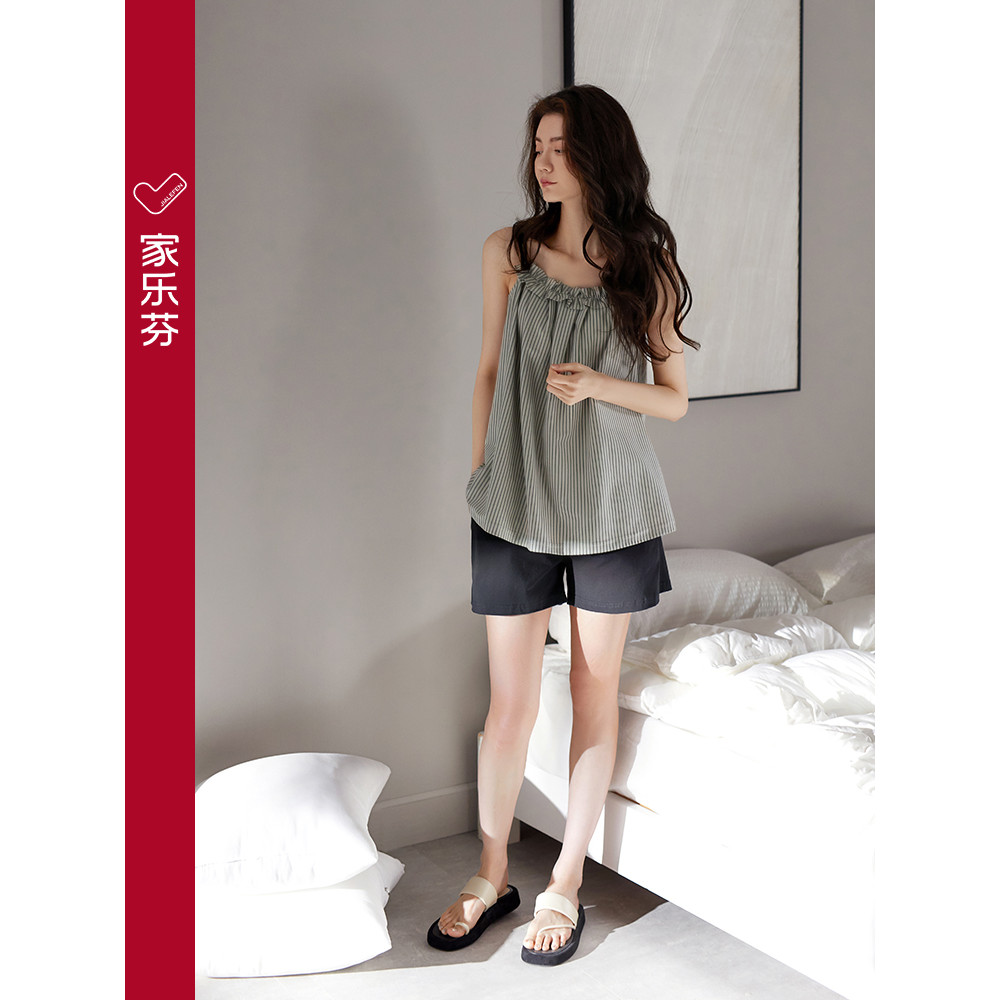 Pijamas senhoras Modal verão camisola Homewear verão estilo fino gelo seda legal listrado terno