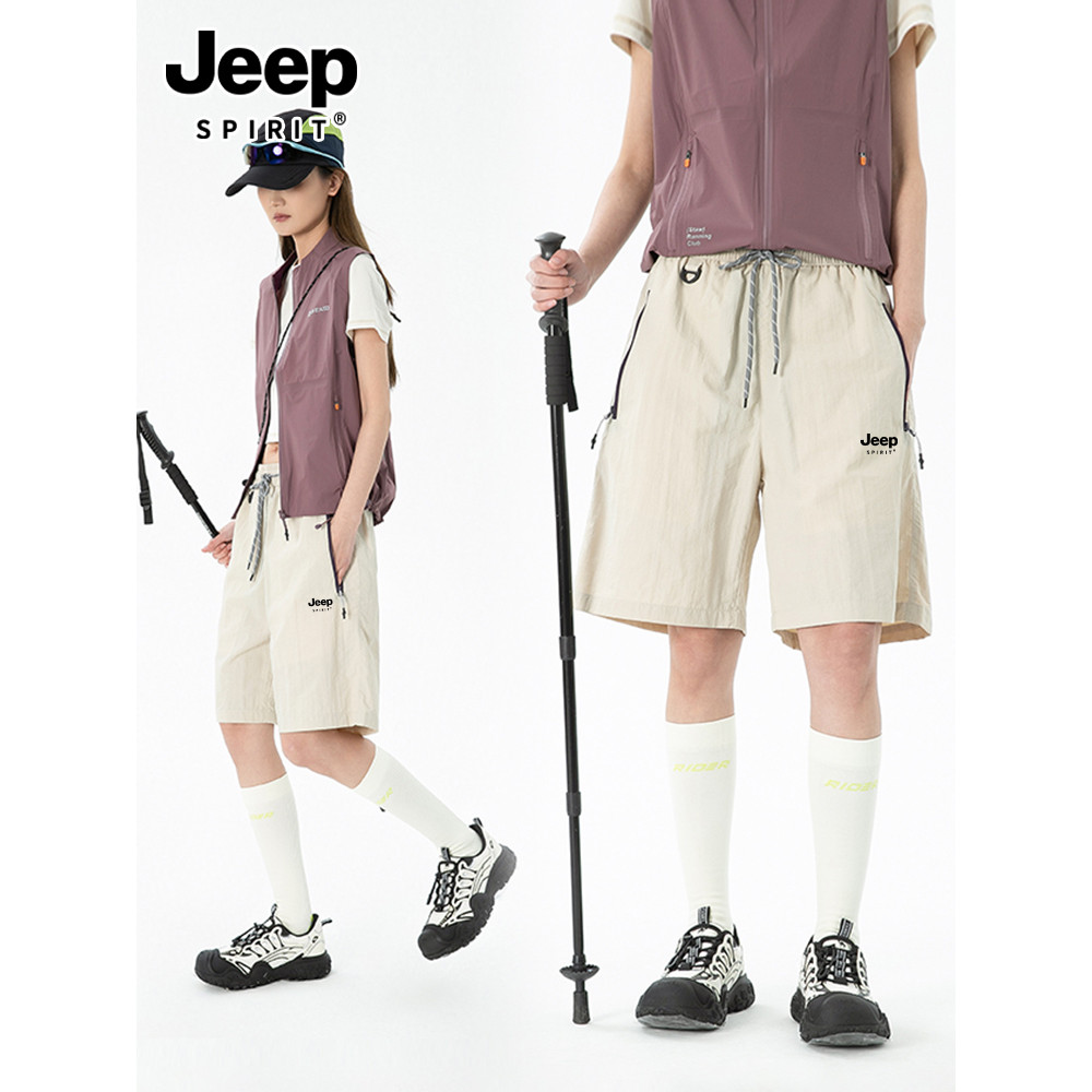 JEEP Shorts de secagem rápida feminino verão 2025 novo estilo americano macacão ao ar livre calças médias esportes lazer