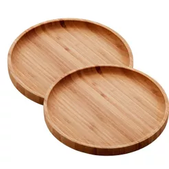Kit 2 Bandejas de Bambu Rodonda Hire 20 x 2cm - Lyor