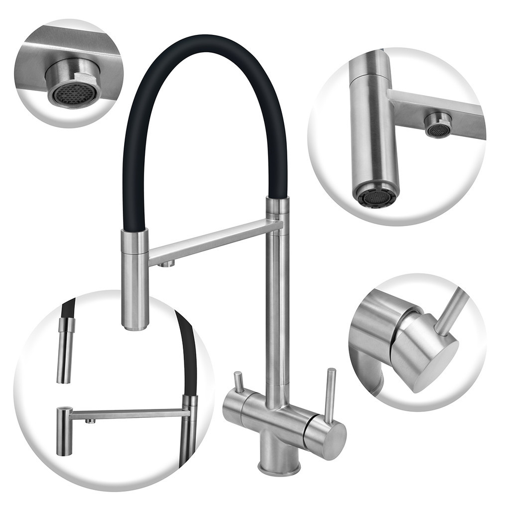Torneira Cozinha Gourmet Inox Preto Monocomando Saída Filtro Agua Quente Fria — imagem 2 de 2
