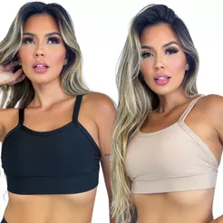 Kit 2 Top Academia Feminino Fitness Estilo Cropped Feminino