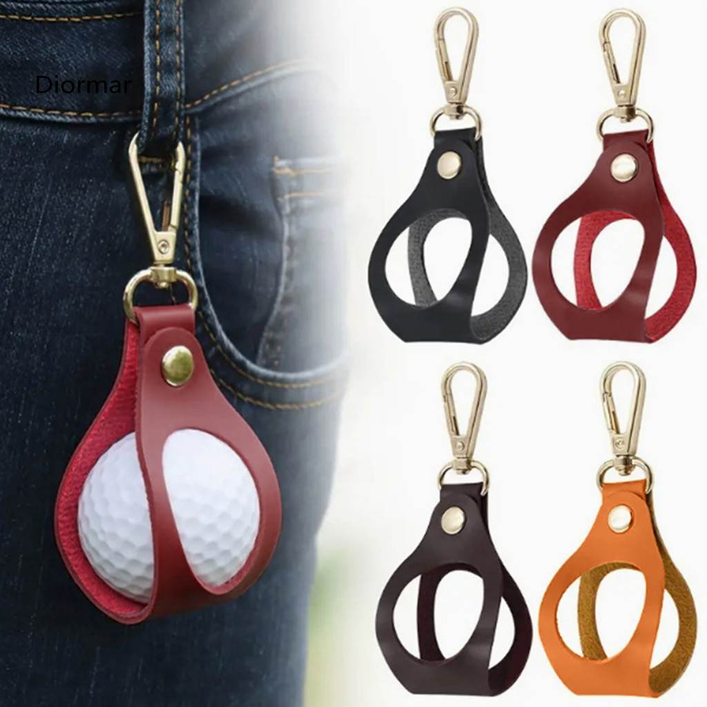 Faux Leather Golf Holder Ball Pouch Portable with Zinc Alloy Buckle – Waist Hanging Carrier Bag Case for Men