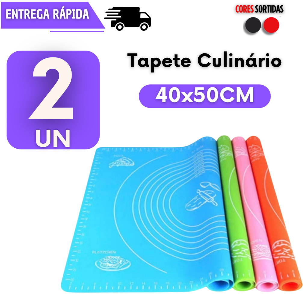 Conjunto 2 Tapete de Silicone 40x50cm Antiaderente Para Forno Massa Pão Utensilios De Cozinha Confeitaria Não Gruda