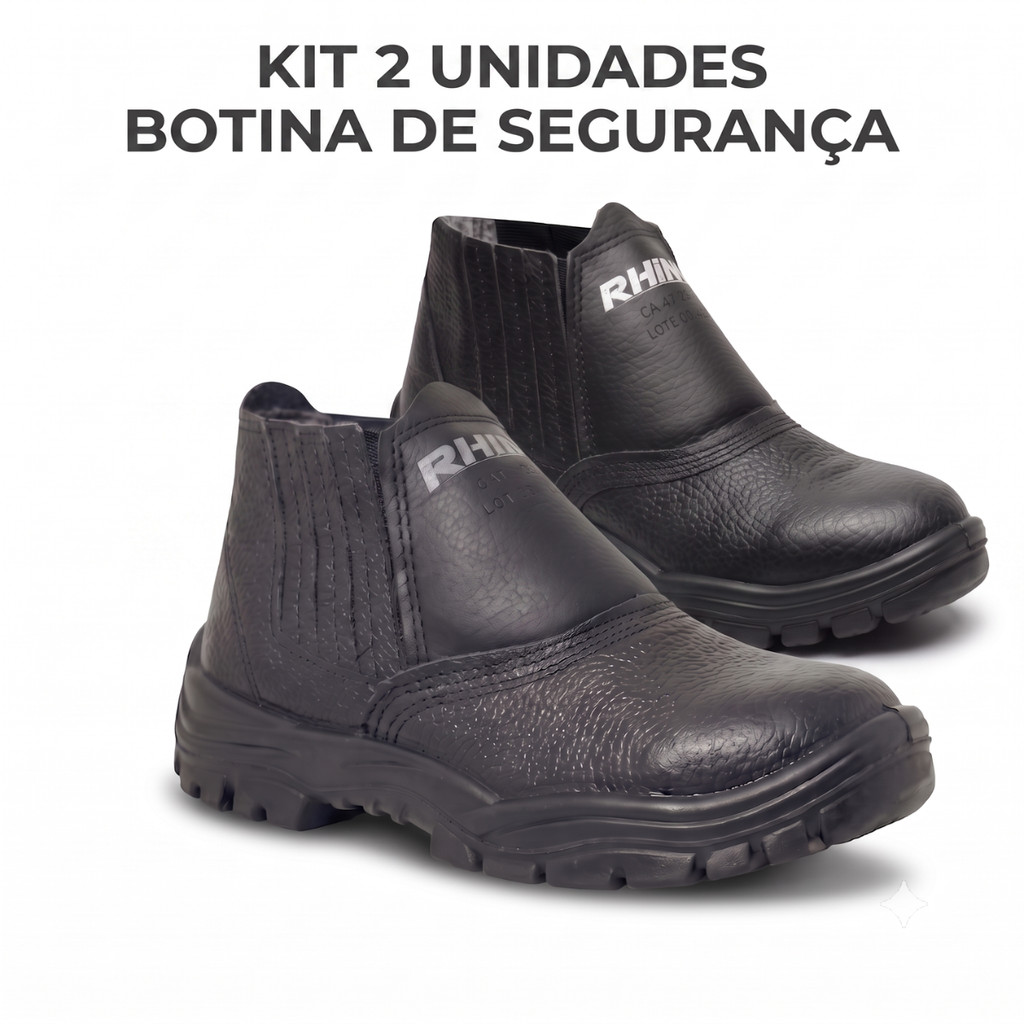 Kit 2 Pares Botina Segurança Elastico Bico Pvc Rhino