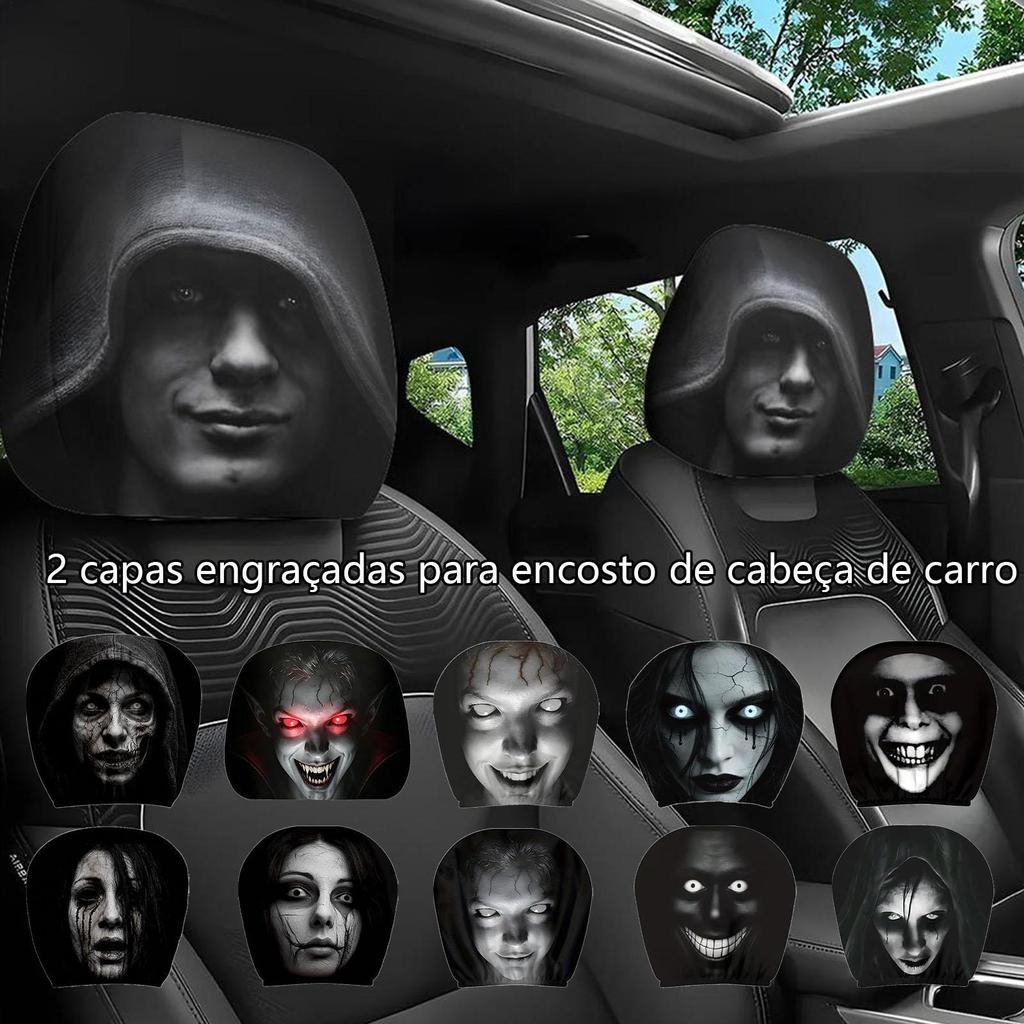 Carro Impresso Capa De Encosto De Cabeça Automotivo Elástico Resto Protetor Halloween Para Veículo SUV Sedan aderibr