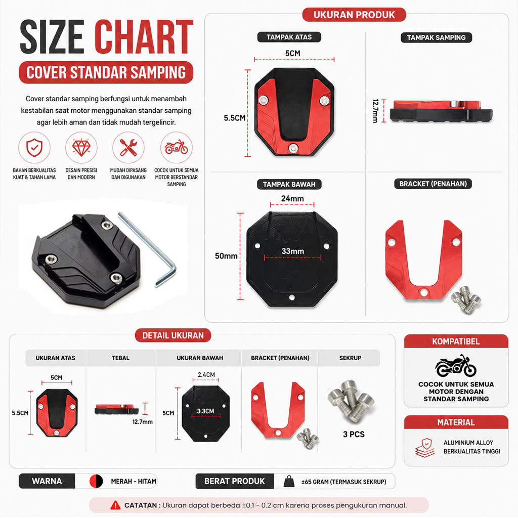 MM Capa De Suporte Lateral Para Motocicleta , Sapatos CNC Completos Adequados Todos Os Tipos De Motocicletas R1560