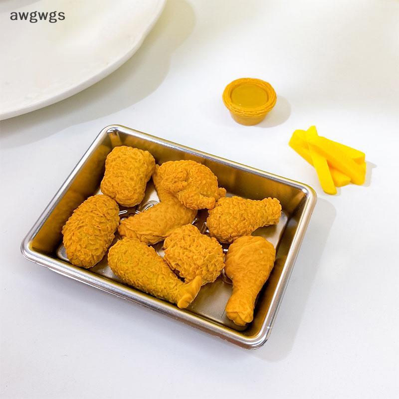 Awgwgs 1/12 Casa De Bonecas Frito Chien Hambúrguer Batatas Fritas Conjunto Bebida Decorações Comida Acessórios Fingir Jo