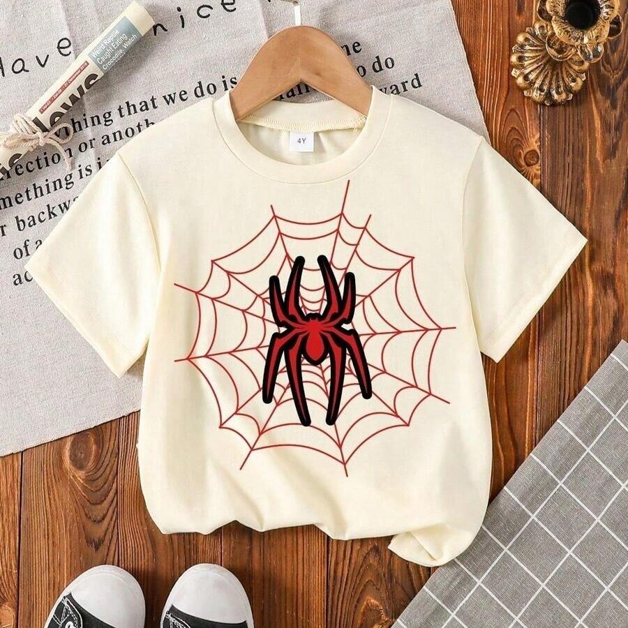 Camiseta Infantil Aranha Vermelha - Estampas Exclusivas para Crianças 100% Algodão Unissex  Menino E Menina