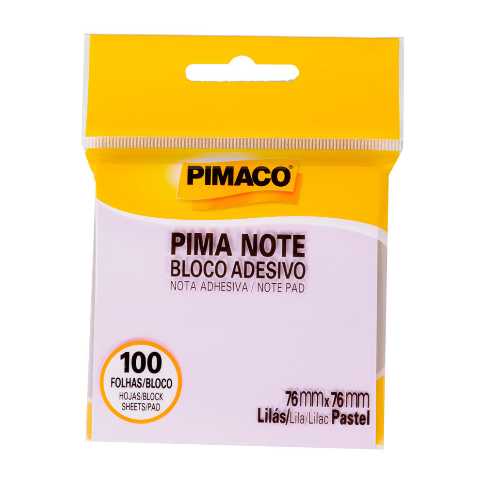 Bloco recado adesivo Pima Note Lilás Pastel 76x76mm 100 fls Pimaco