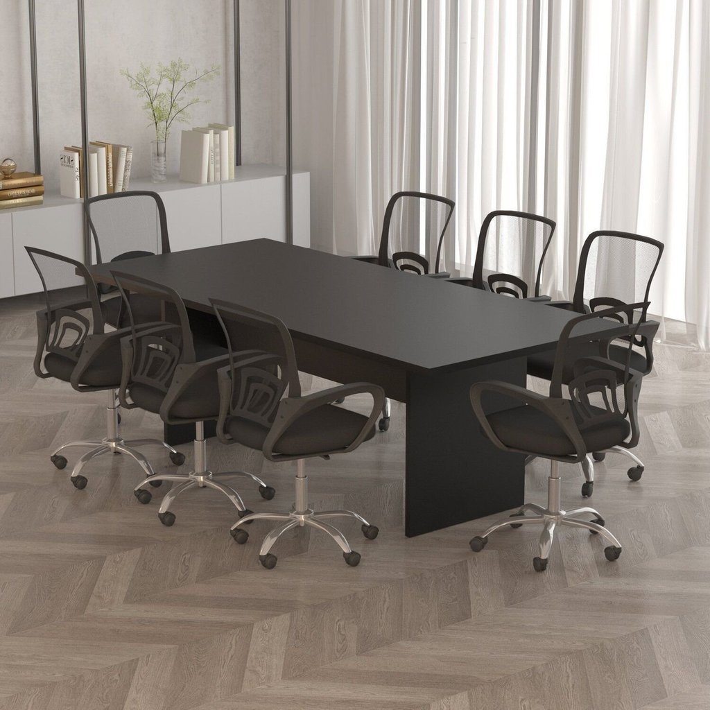 Mesa para Reunião 8 Lugares 220x100cm Preto Preto