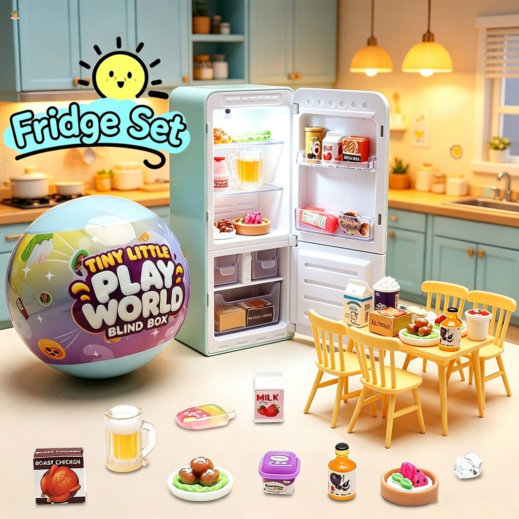 Brinquedo De Geladeira De Casa De Brincar Em Miniatura-Bola Surpresa De Saco Cego De Bebida De Comida Para Crianças