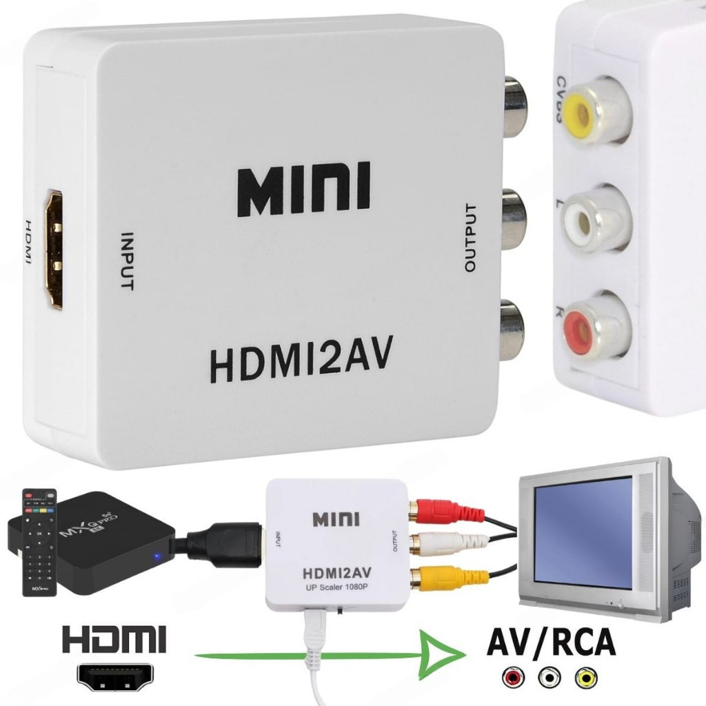 Kit Adaptador Conversor HDMI para Vídeo Composto AV RCA Suporte 1080p Acompanha Cabo RCA e Cabo HDMI — imagem 2 de 2