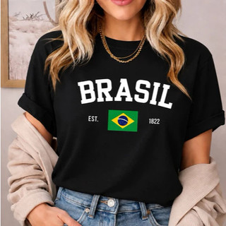 Camiseta Blusa Camisa Feminina Brasil Bandeira 100% Algodão