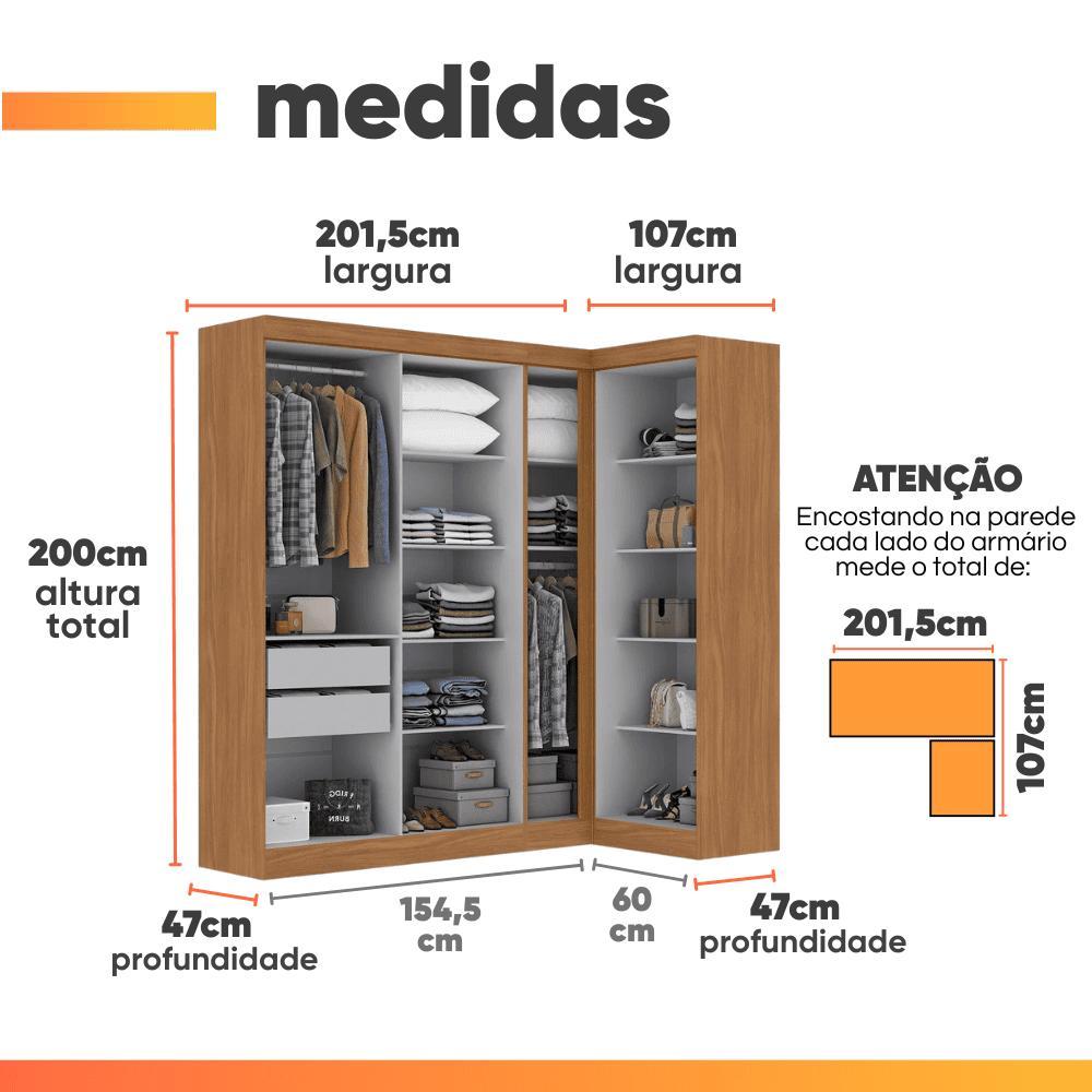 Guarda Roupas Modulado de Canto Madrid com 7 Portas Branco Maxel · foto 2