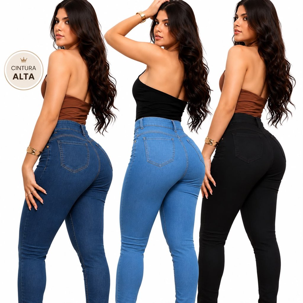Calça Jeans Feminina Skinny Cintura Alta com Elastano Modeladora Levanta Bumbum Premium 36 ao 46
