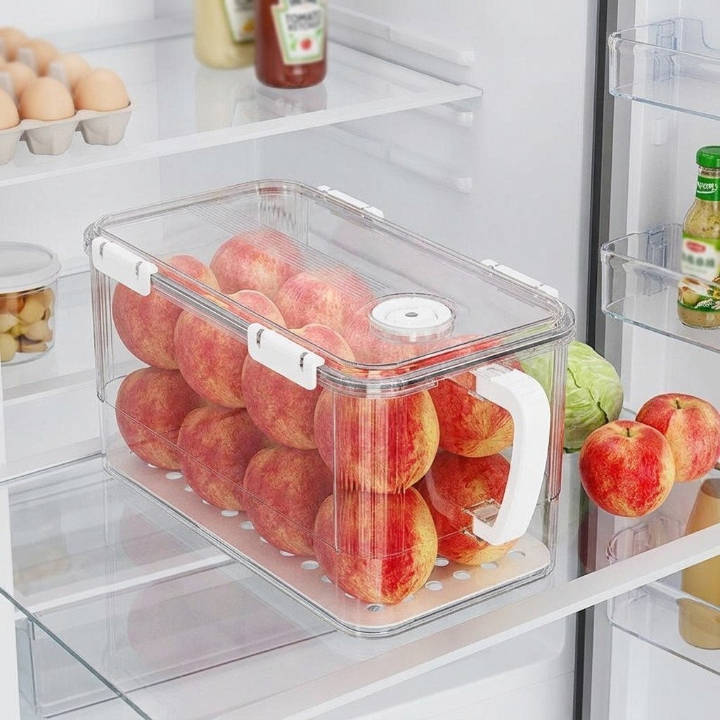 Caixas Organizadoras De Geladeira Transparentes De Qualidade Alimentar Com Alça Recipiente Hermético De Armazenamento De