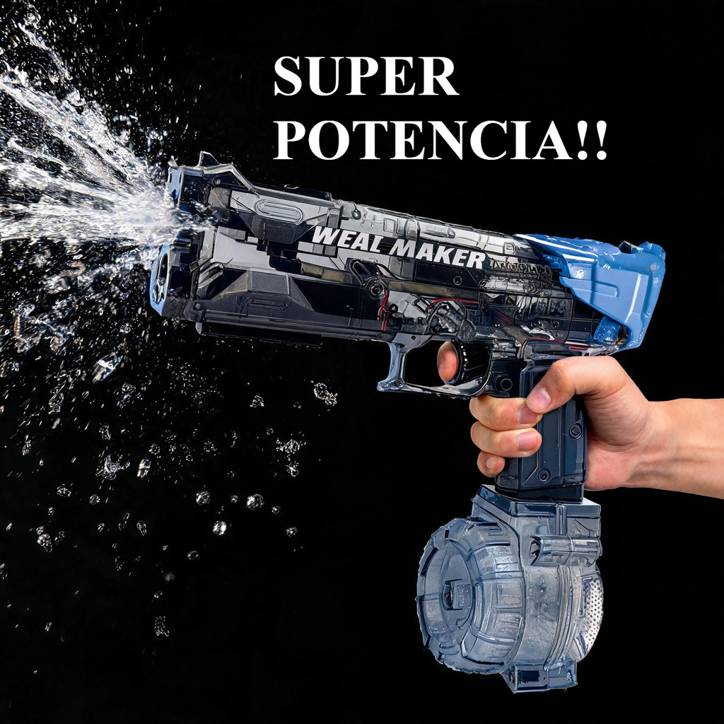 Pistola de Água Elétrica Infantil Recarregável USB Jato Automático Brinquedo para Piscina Praia BOMM
