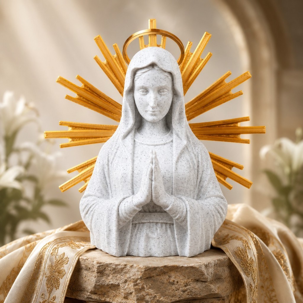 Imagem Nossa Senhora Católica 17cm Decoração Religiosa Presente Lar Altar Igreja Impressão 3D PLA