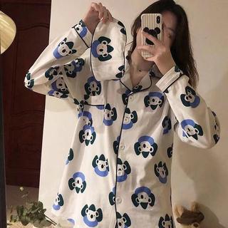 Outono inverno pijamas senhoras bonito japonês fino de manga comprida Cardigan loungewear primavera outono loungewear te