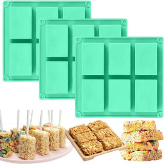 Zorazio Kit com 3 Moldes para Snacks de Arroz, Molde de 6 Cavidades para Barras de Cereal, Chocolate, Cheesecake, Browni
