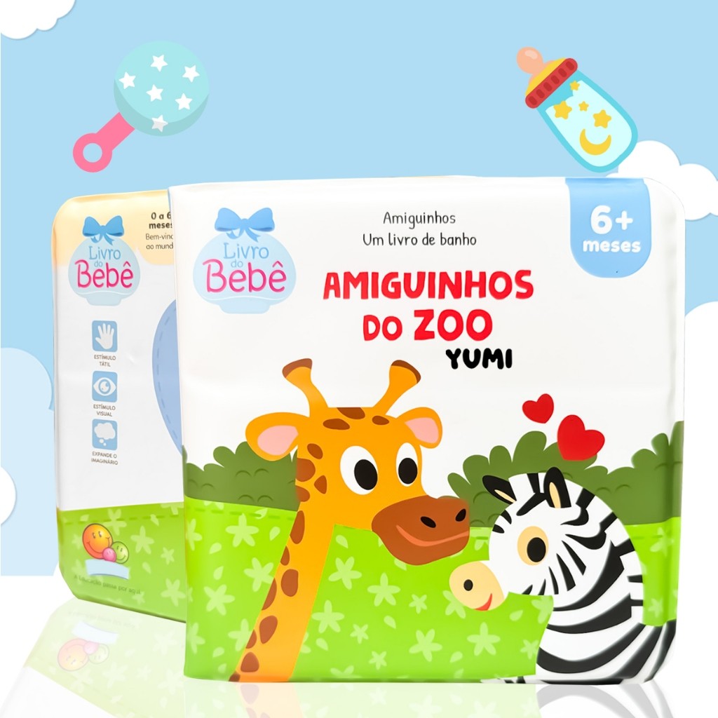 Livro Infantil De Banho Para Bebês Amiguinhos do Zoológico Livro Para Banho Piscina