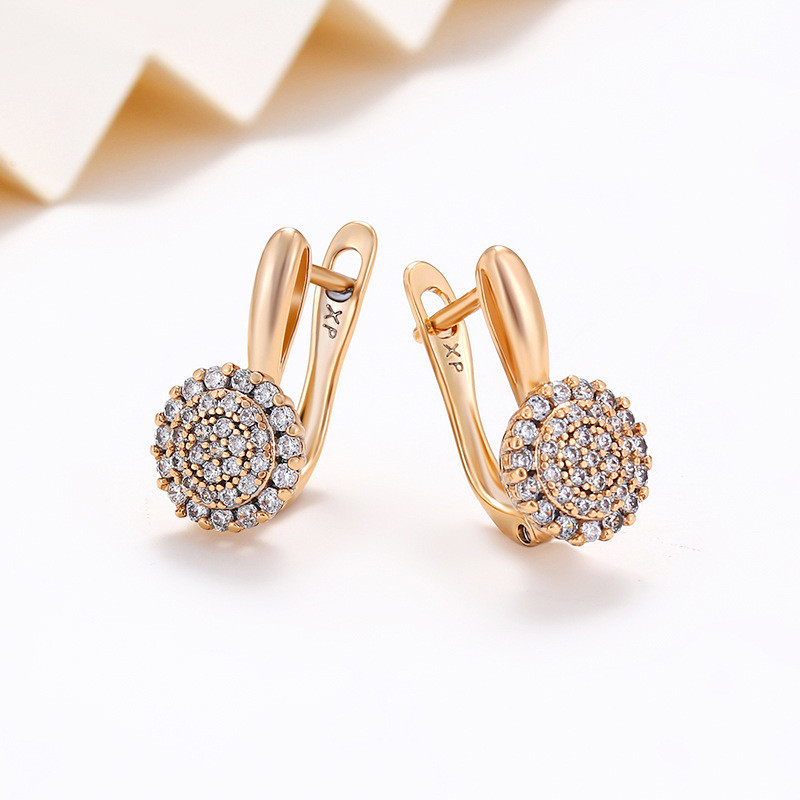 Brincos redondos de diamante, brincos em forma de T com diamantes brilhantes, sensação de Design de liga de cobre, elega