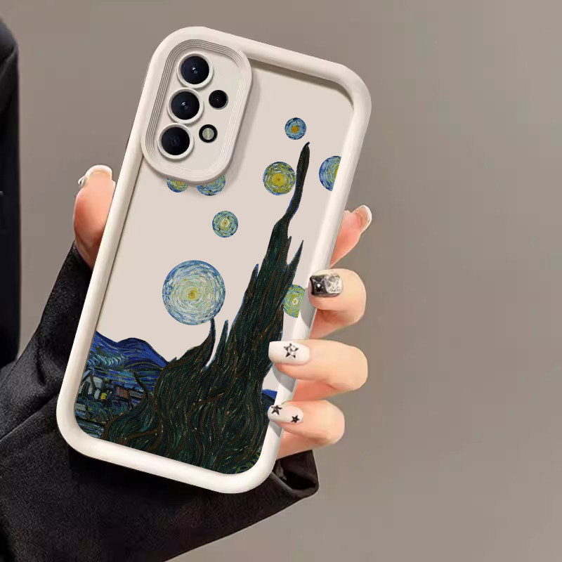 Capa de Telefone com Padrão de Girassol e Noite Estrelada, adequada para Samsung
