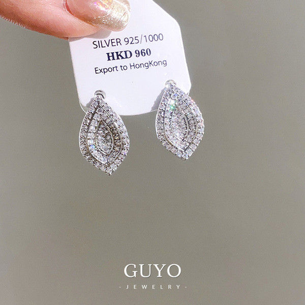 | kit brinco aço inoxidável | 【cartelas de brincos feminino】 ✬Agulha de prata zircão geométrico diamante folha brincos l