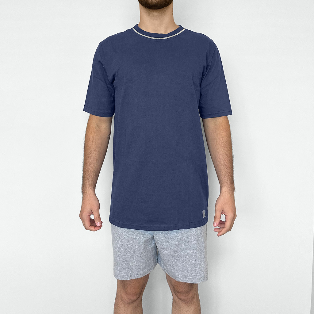 Pijama Masculino Liso Algodão Manga Curta Verão Gola Redonda Usee Brasil