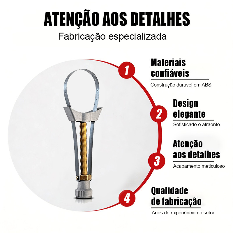 Chave para Filtro de Óleo Ajustável de 60 a 120 mm com Cinta de Aço Inoxidável, 1 Unidade — imagem 2 de 2