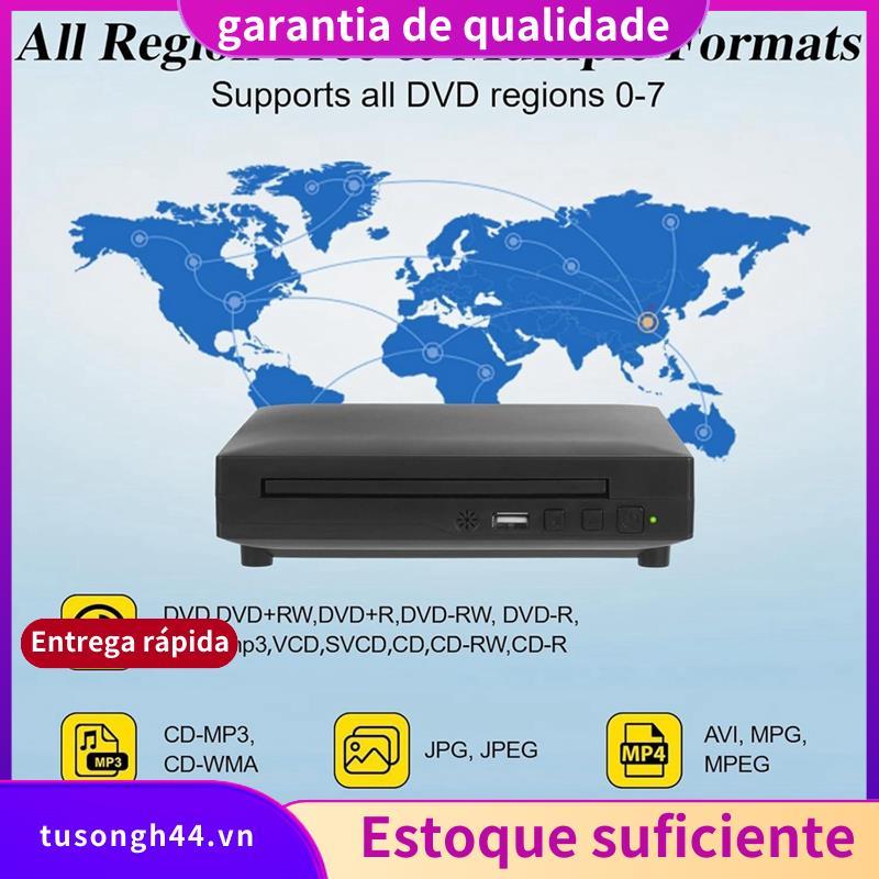 Plugue Da Ue Mini DVD Player 1080P Full HD USB TV CD Discos VCD EVD MP3 RW Home Theater Controle Remoto AV-Compatível ji