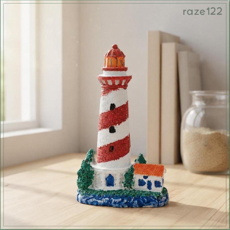 [Raze122] Ornamento De Farol Mediterrâneo Listrado Texturizado Decoração Artesanal Visual