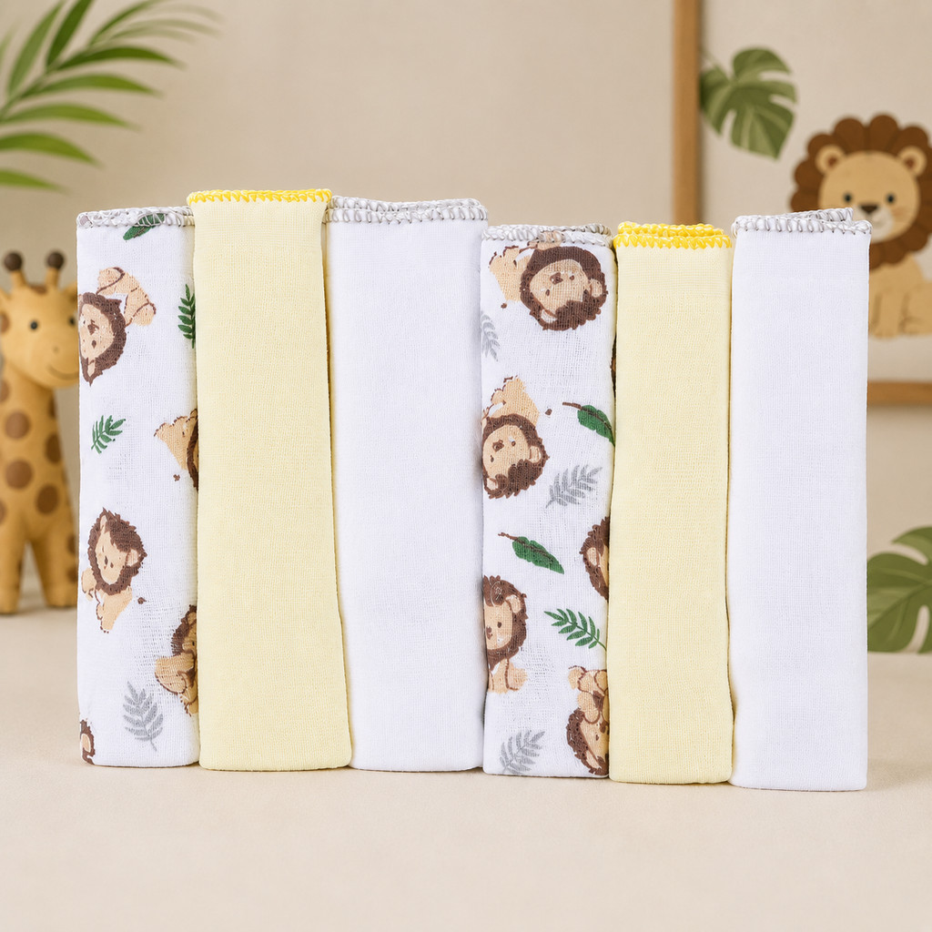 Kit Pano De Boca Bublim Safari Com Festonê 6 Peças