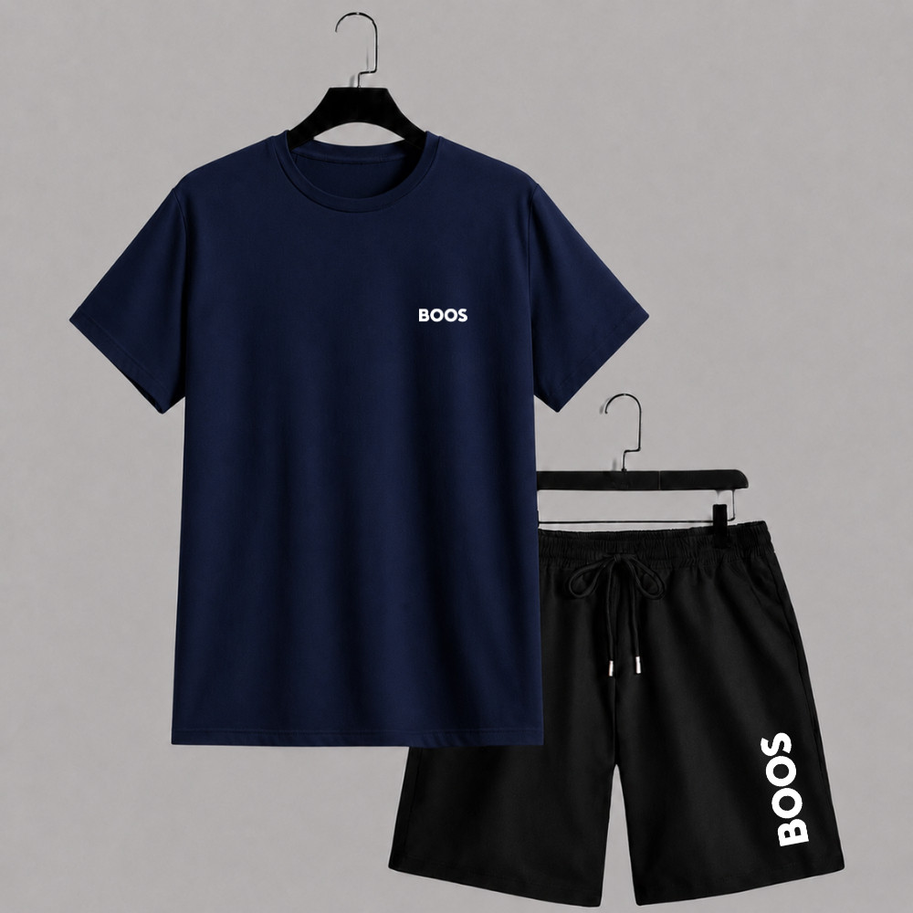 Conjunto Camiseta 100% Algodão 30.1 + Bermuda Moletom Moletinho Masculino Estampado Varias Cores Lançamento