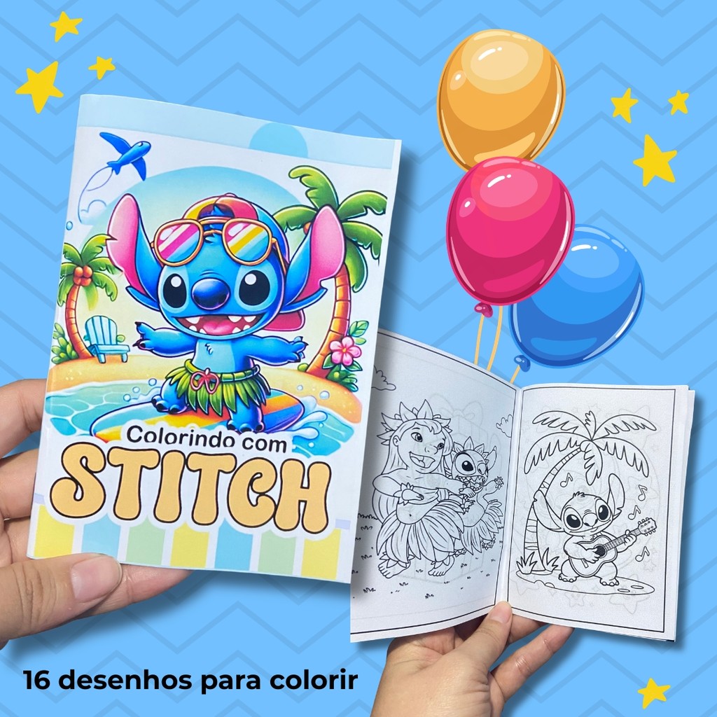 Livrinhos de Colorir Personalizados Stitch Lembrancinha Aniversário Infantil