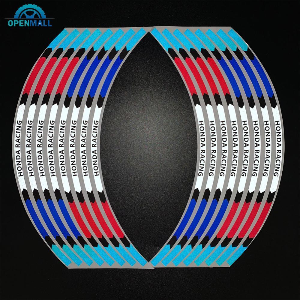 OPENMALL 16 Peças Adesivo De Roda De Motocicleta Fita Reflexiva De Aro Para Corrida De Moto 17 " 18 " Carro Acessório H1